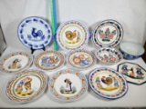 11 Pcs. Hand Painted Henriot Quimper French Faience Plates & Bowls