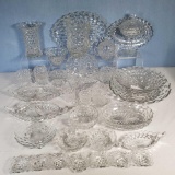 35 Pcs Fostoria American Serving Bowls and Trays Compotes, Pitchers, Cream and Sugars and More