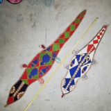 2 Yoruba Diviner's Beaded Lizard Crocodile Panels/ Sashes