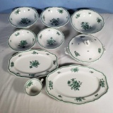 9 Pcs Rosenthal Chippendale Shape Grone Blume (Green Bloom) Serving Platters & Bowls and a Teacup