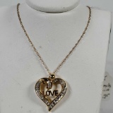 10K Yellow Gold Love With Diamonds And 10K Gold Chain