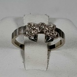 14K White Gold & Diamond Bow 1 Year Aniversary Ring