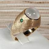 Men's Vintage Cats Eye Moonstone 14k Gold Ring