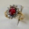 14K Yellow Gold Diamond & Ruby Ring