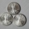 3 BU US 1 Troy Oz .999 Silver Eagle Bullion Coins - 2010 and 2 -2016