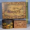 Selma L Wagner Hand Painted Box and Tin and Pyrographic Box