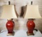 Pr of Sang de Boeuf/ Oxblood Type Glaze Porcelain Table Lamps