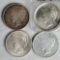 4 US Silver Peace Dollars - UNC 1925, 1922-D, 1922 and 1923