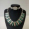 Stunning Malachite and Sterling Silver Necklace Mexico & Ladies Zuni or Navajo Inlaid Watch Band