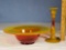 Co-Operative Flint Glass Sunset Tomato Glass Bowl and Candle holder