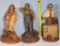 3 Thomas Clark Pecan Shell Resin Character Figurines - Marion, Mr Jim and Native American 1899