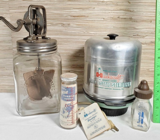 Vintage Dazey Glass Butter Churn & Baby Bottle Sterlizer