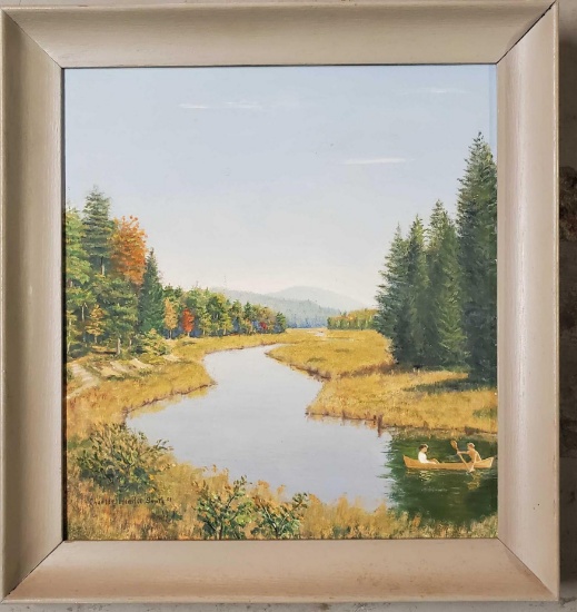 Dr Charles Hendee Smith 1876-1968 "Limekiln Creek ALC, Adirondacks NY" Oil on Board Painting