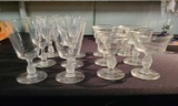 13 Pcs Heisey Plantations Stemware - 7 Water Goblets and 6 Champagnes/ Tall Sherbets