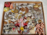 Tray Lot of Antique German Christmas Ornaments and Decorations Celluloid, Metallic, Paper, and more