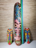 Hand Carved and Painted Indonesian Mask Wall Hangings