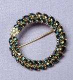 14k Gold Topaz Vintage Wreath Pin