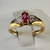 10K Yellow Gold Ruby & Diamond Ring