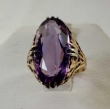 10K Yellow & White Gold Art Nouveau Amethyst Ring