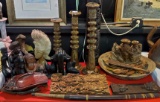 Huge Lot of Ethnic Wood Carvings, Bowls, Statues and Other Decor