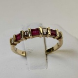 Ruby And Diamond Ring Set In 585 (14K) Yellow Gold