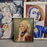 Mid Century and Other Oil on Canvas Portraits Of 3 Women