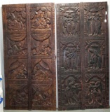 2 India Ethnic Hand Carved Kama Sutra Wooden Wall Panels
