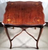 Antique Wood Table with Inlay Decoration