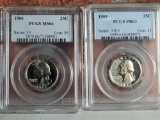 2 PCGS High Grade Silver Washington Quarters - PR63 1953 and MS66 1966