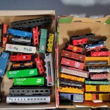 2 Large Flats of 36 HO Gauge Toy Train Cars