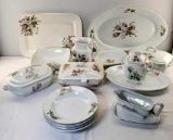 Lot Of 15 Moss Rose Ironstone Serving Pieces