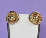 Vintage 14k Gold Tri-Color Pierced Earrings