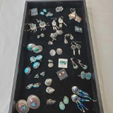Lot Of 29 Pairs Of Native American Sterling Ear Rings