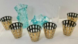 Lot Of Mid Century Modern Art Glass Vases & Set Of 6 Hi-Ball Glasses
