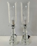 Pair Of Electric Mid Century Modern Crystal Mantle Lamps