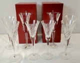 Lot Of 6 Waterford Fluted Champagne Millennium Series & 2 Boxed 12 days Of Christmas Flutes