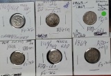 6 1869/1869 RPD-001 FS-302 Three Cent Nickel Die Variety Coins