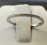 Ferko's Fine Jewelry 14K White Gold Ultra Thin 1MM Micro Pave Diamond Eternity Wedding Band