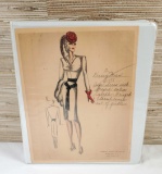 Binder Full of 1942 Orig. Fashion Model Hand Colored Prints