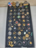 Tray of Antique & Vintage Fraternal & Military Pins