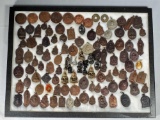 Tray Lot of Thai Buddhist Monastery Amulets and Mini Altar Statues in Display Case