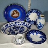6 Pcs Blue and White and Flow Blue China