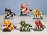6 Traditions of London Hand Painted Metal Miniature Medieval Mounted Knights Toy Soldiers