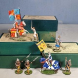 6 Alymer Banners Forward Medieval Knights Military Miniatures in Metal Boxed Figure Sets