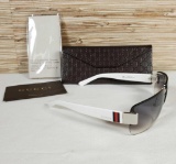 Gucci White Frame Sunglasses with Orig Hard Case