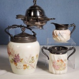 Wavecrest Biscuit jar, Ceam and Sugar and Silverplate Domed Cover Butter Dish