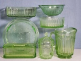 Green Depression Glass Serving Pieces