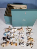 16 Lenox Carousel Animal Christmas Ornaments with Packing Containers and Storage Box