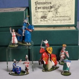 6 Alymer Banners Forward Medieval Knights Military Miniatures in Metal Boxed Figure Sets