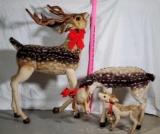 Steiff Quality European Construction Vintage Mohair Stuffed 3 Piece Showroom Size Deer Family